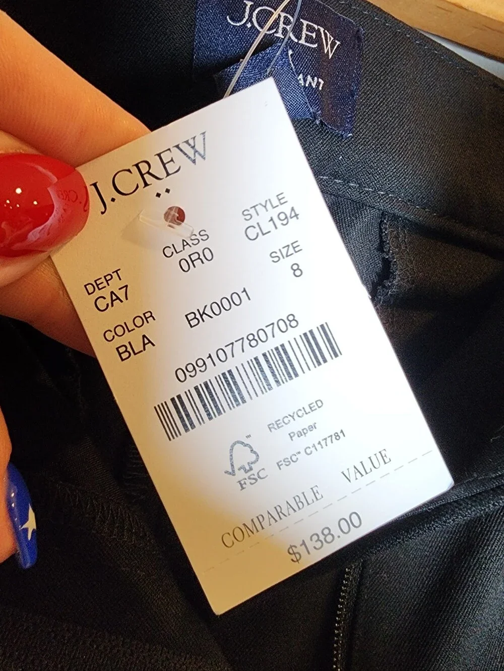 NWT J. Crew Remy Black Pants Full Length Wide Leg Highrise Cotton Blend Size 8